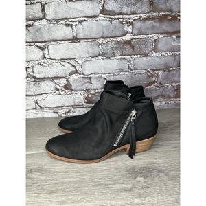 SAM EDELMAN Packer Black Nubuck Leather Zip Ankle Boots Women’s Sz 7.5M US/38EU